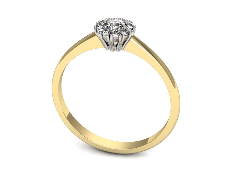 Pierścionek z diamentami żółte i białe złoto - p16455zb — zdjęcie 3