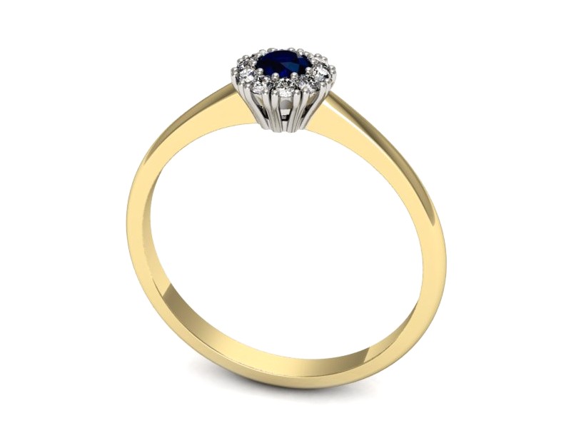Pierścionek z szafirem i diamentami żółte złoto - p16455zbsz — zdjęcie 3