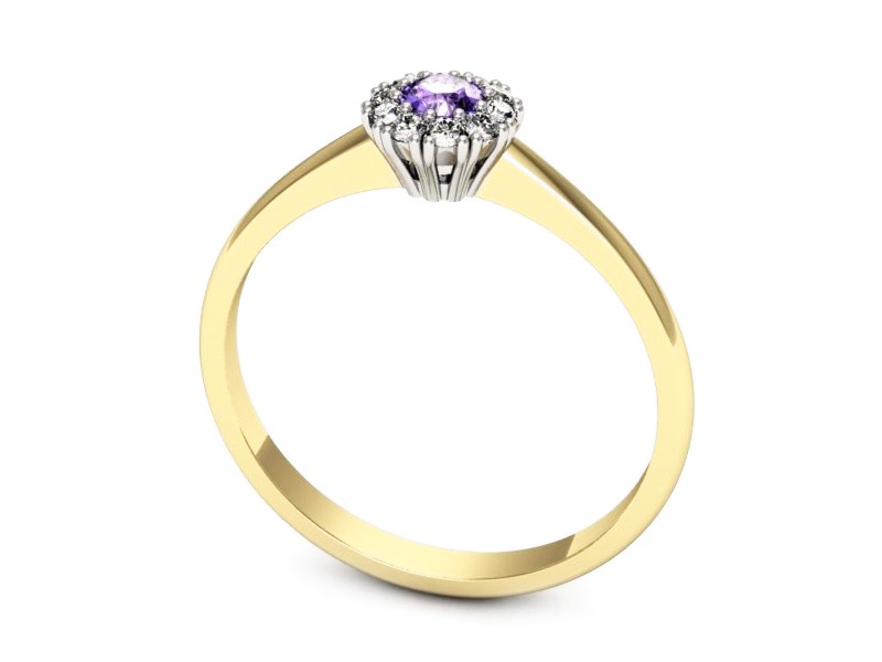 Złoty pierścionek z tanzanitem i diamentami - p16455zbt — zdjęcie 3