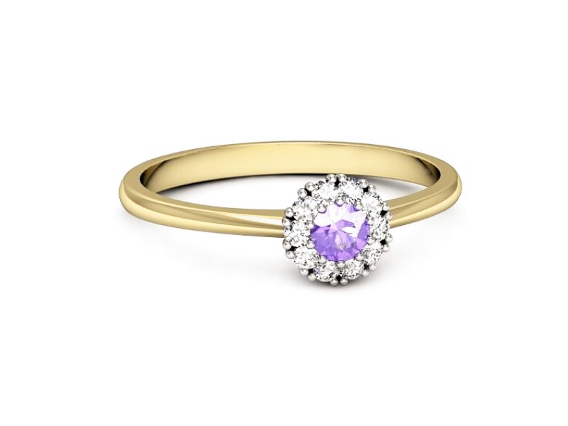 Złoty pierścionek z tanzanitem i diamentami - p16455zbt — zdjęcie 2