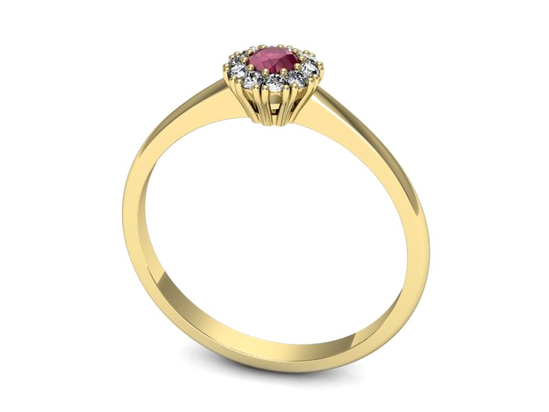 Pierścionek z rubinem i brylantami żółte złoto - p16455zr — zdjęcie 3