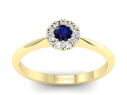 Złoty pierścionek z szafirem i diamentami - p16455zsz
