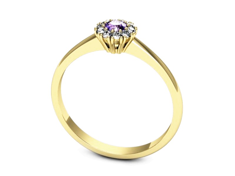 Pierścionek z tanzanitem i brylantami żółte złoto - p16455zt — zdjęcie 3