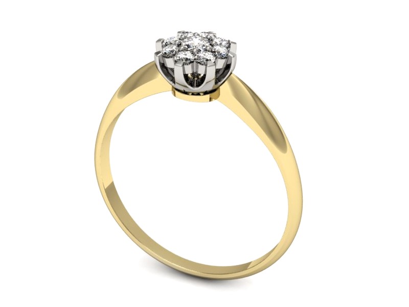 Pierścionek z diamentami żółte i białe złoto - p16456zb — zdjęcie 3