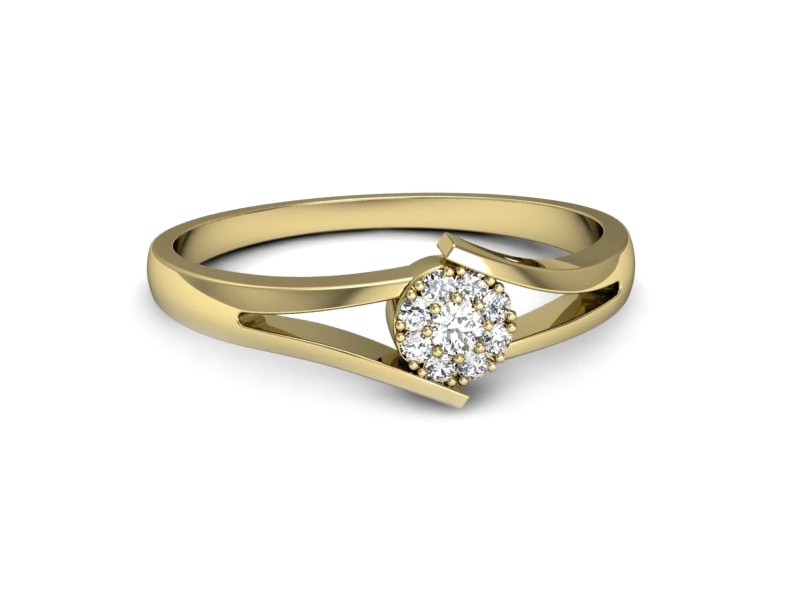 Złoty pierścionek z brylantami żółte złoto - p16457z — zdjęcie 2