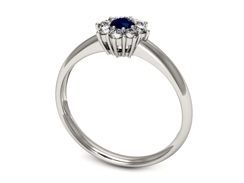 Pierścionek z szafirem i brylantami białe złoto - p16458bsz — zdjęcie 2
