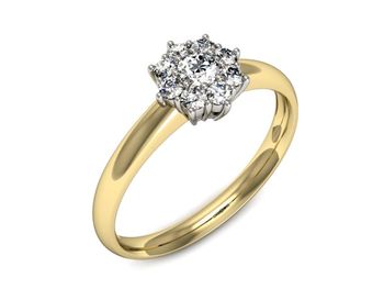 Pierścionek z diamentami żółte i białe złoto 585 - p16458zb - 1