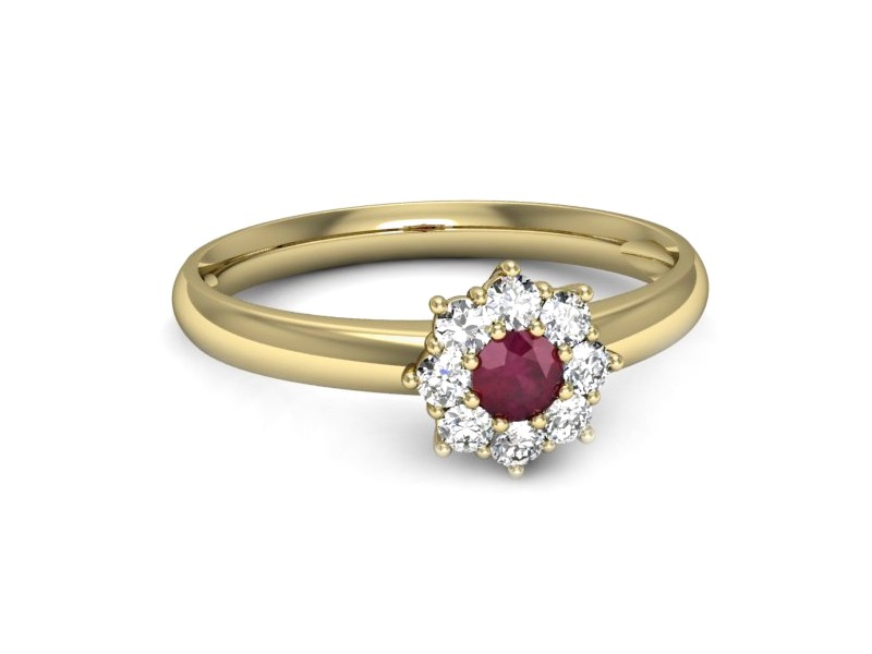 Pierścionek z rubinem i brylantami żółte złoto - p16458zr — zdjęcie 3