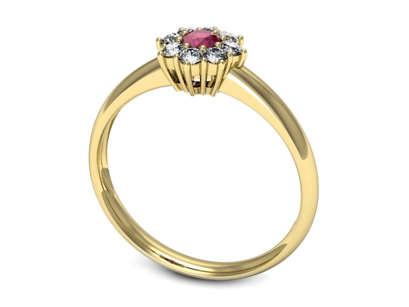 Pierścionek z rubinem i brylantami żółte złoto - p16458zr — zdjęcie 2