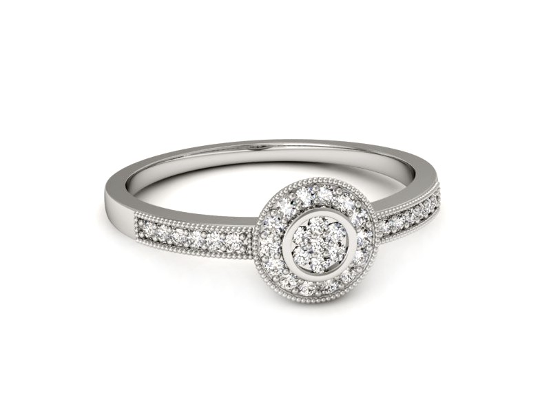 Złoty pierścionek z brylantami białe złoto - p16459b — zdjęcie 2