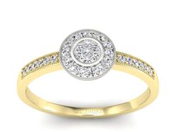 Pierścionek z diamentami żółte i białe złoto - p16459zb