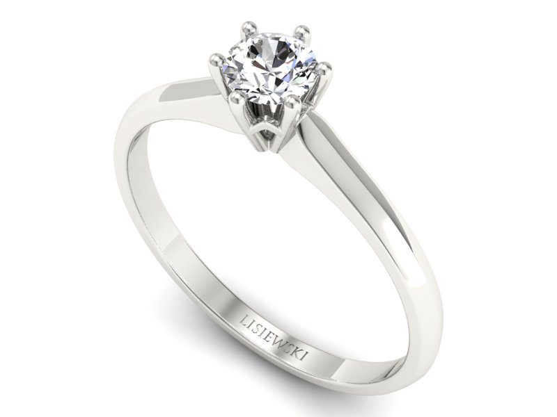 Złoty pierścionek z brylantem białe złoto - p16460b — zdjęcie 3