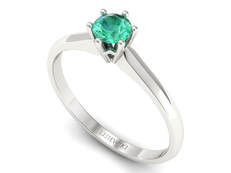 Złoty pierścionek ze szmaragdem białe złoto - p16460bsm — zdjęcie 3