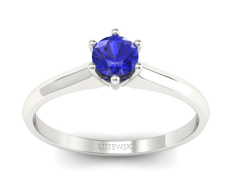 Złoty pierścionek z szafirem białe złoto - p16460bszc