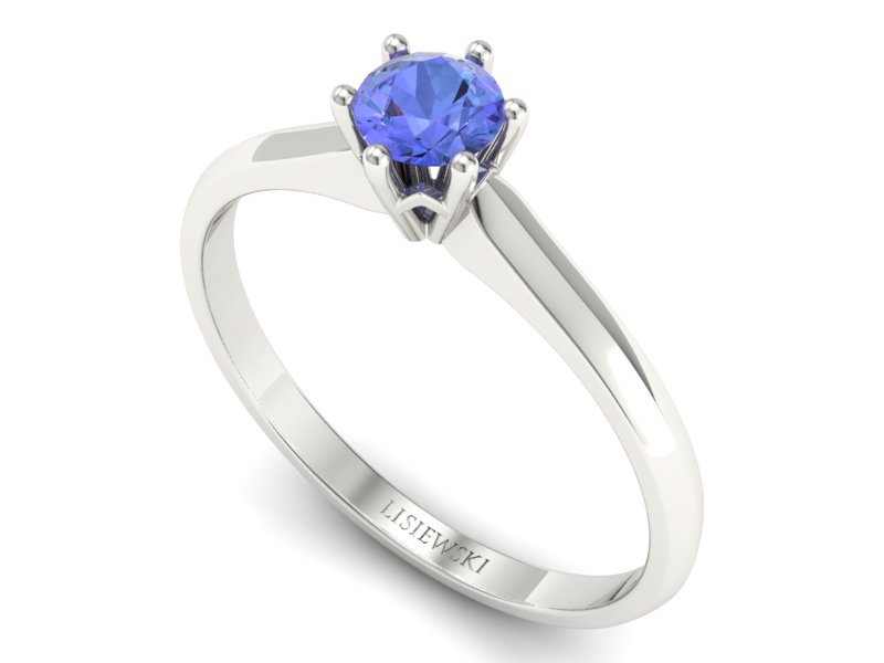 Złoty pierścionek z tanzanitem białe złoto - p16460bt — zdjęcie 3