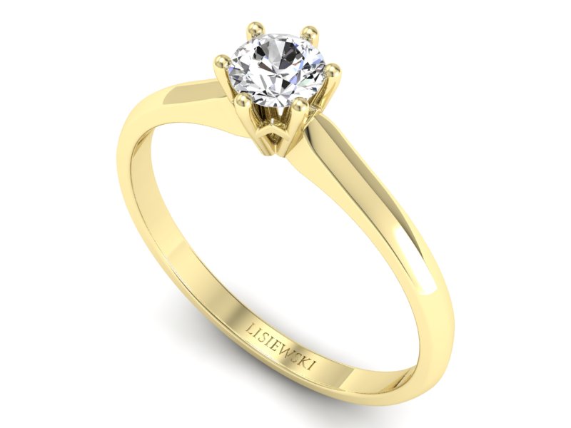 Złoty pierścionek z brylantem żółte złoto - p16460z — zdjęcie 3