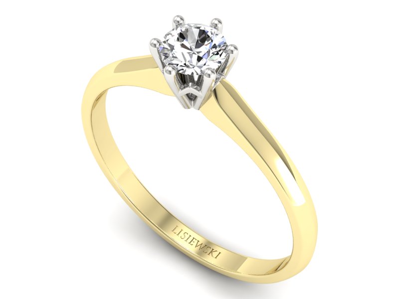 Pierścionek z diamentem żółte i białe złoto - p16460zb — zdjęcie 3