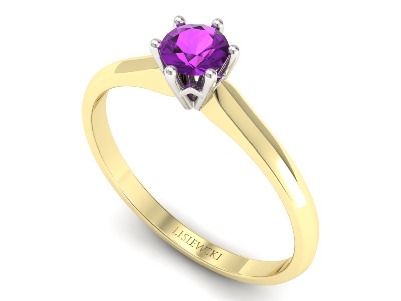 Pierścionek z ametystem żółte i białe złoto - p16460zbat — zdjęcie 3