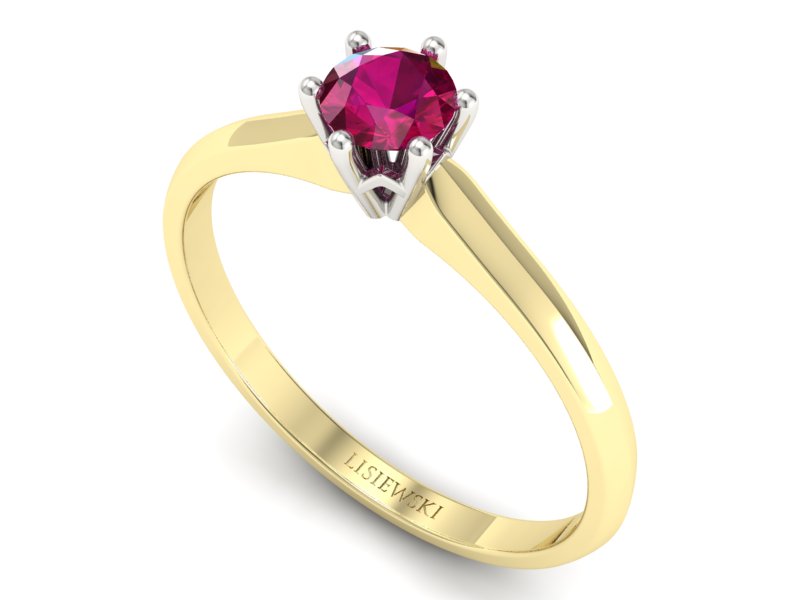 Pierścionek z rubinem żółte białe złoto - p16460zbr — zdjęcie 3