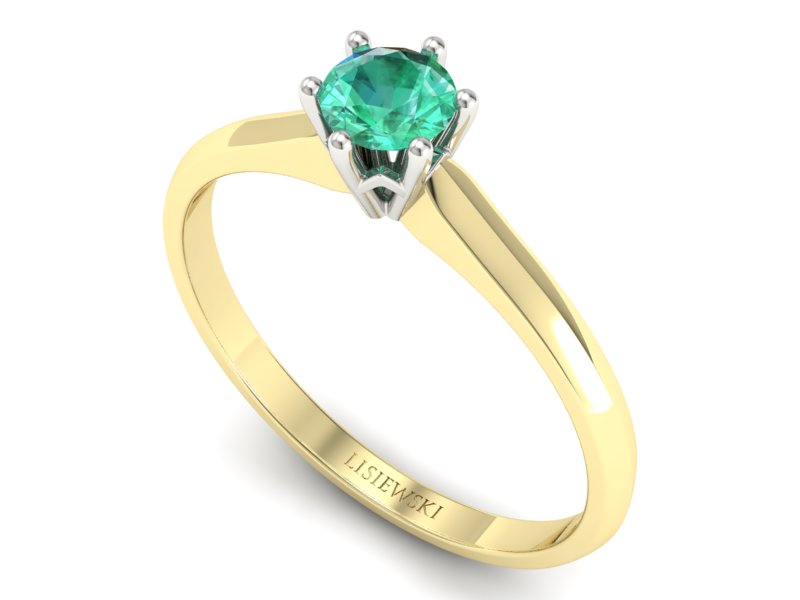 Pierścionek ze szmaragdem żółte i białe złoto - p16460zbsm — zdjęcie 3