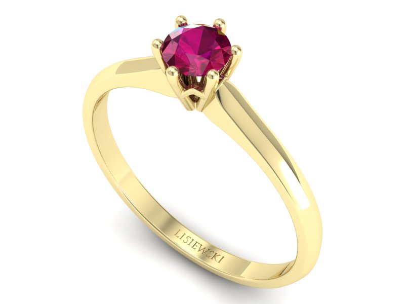 Złoty pierścionek z rubinem żółte złoto - p16460zr — zdjęcie 3