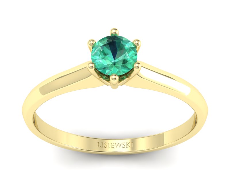 Złoty pierścionek ze szmaragdem żółte złoto - p16460zsm