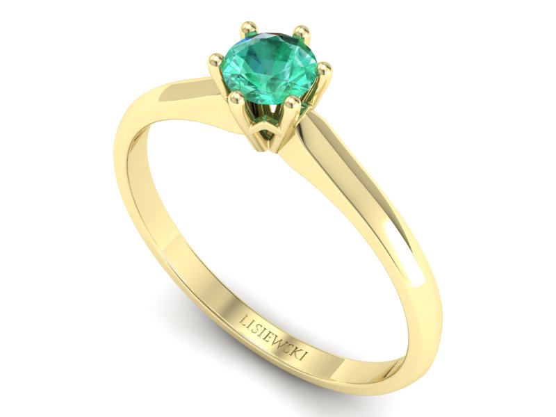 Złoty pierścionek ze szmaragdem żółte złoto - p16460zsm — zdjęcie 3