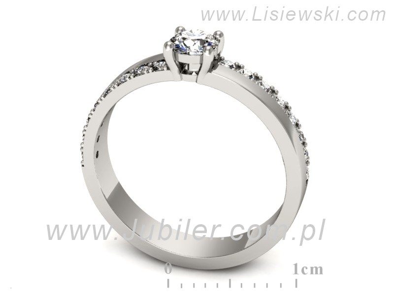 Złoty pierścionek z brylantami białe złoto - p16461b — zdjęcie 3