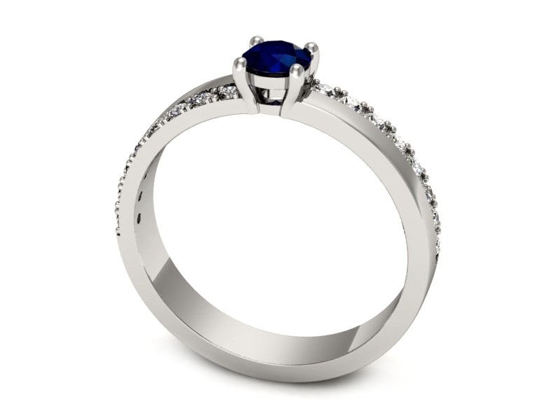 Pierścionek z szafirem i brylantami białe złoto - p16461bsz — zdjęcie 3