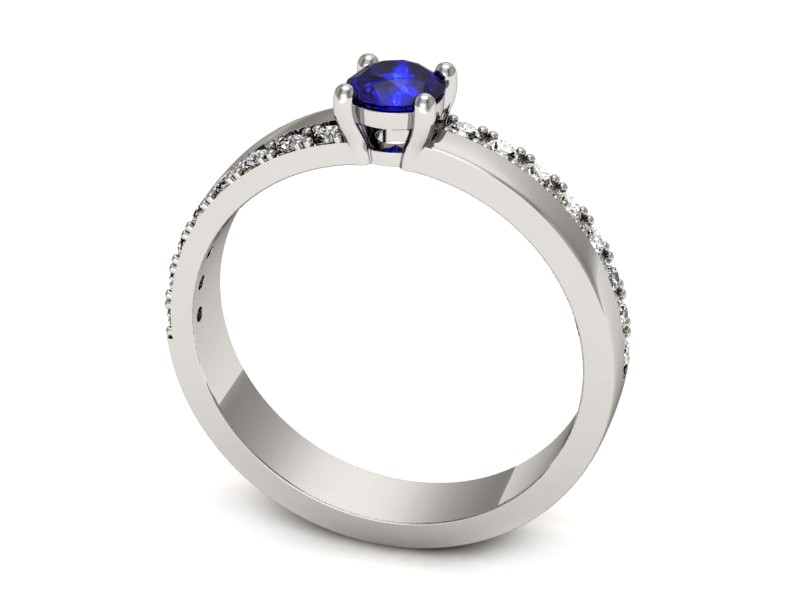 Pierścionek z szafirem i brylantami białe złoto - p16461bszc — zdjęcie 3