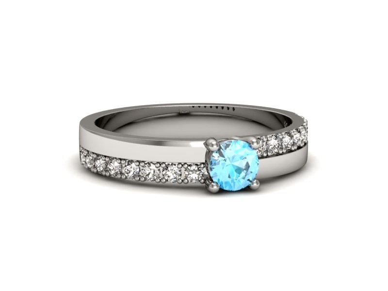 Pierścionek z topazem i brylantami białe złoto - p16461btp — zdjęcie 2