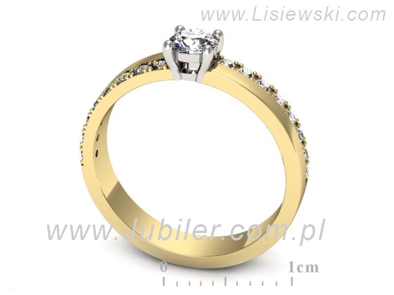 Pierścionek z diamentami żółte i białe złoto próba 585 - p16461zb - 3