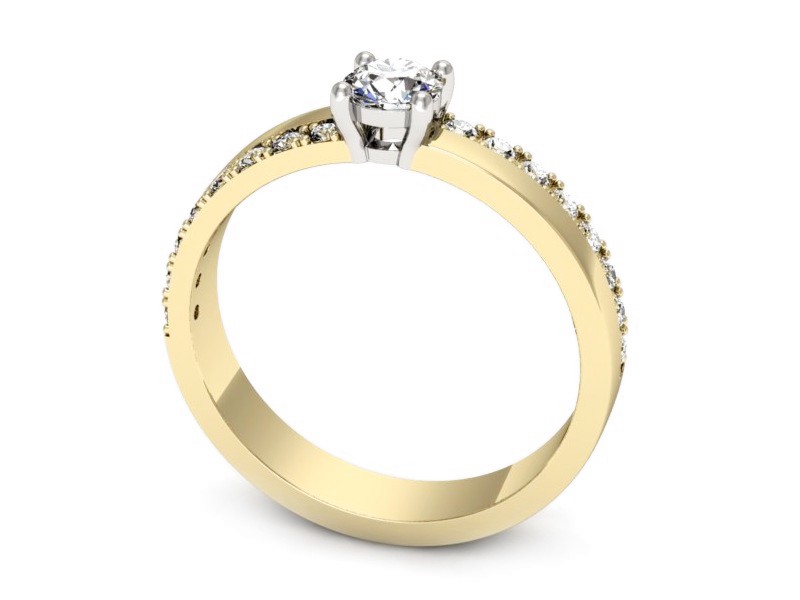 Pierścionek z diamentami żółte i białe złoto - p16461zb — zdjęcie 3