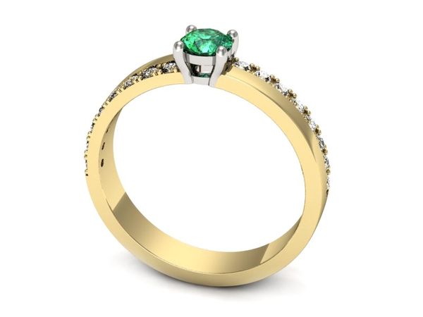 Złoty pierścionek ze szmaragdem i brylantami - p16461zbsm