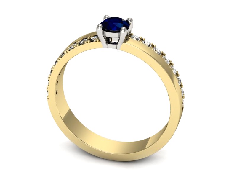 Złoty pierścionek z szafirem i brylantami - p16461zbsz — zdjęcie 3