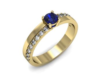Złoty pierścionek z szafirem i diamentami - p16461zszc - 1