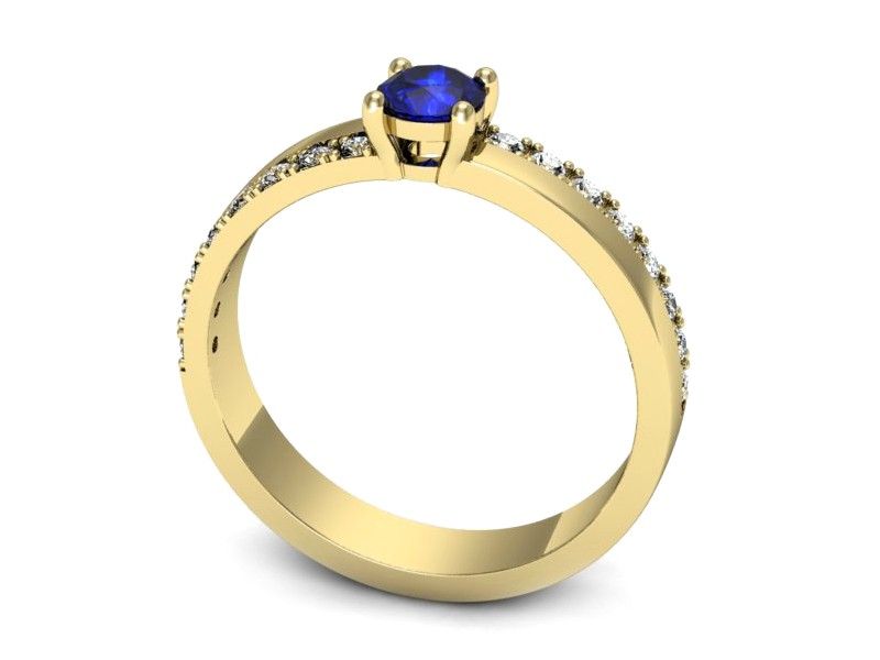 Złoty pierścionek z szafirem i diamentami złoto proba 585 - p16461zszc - 3