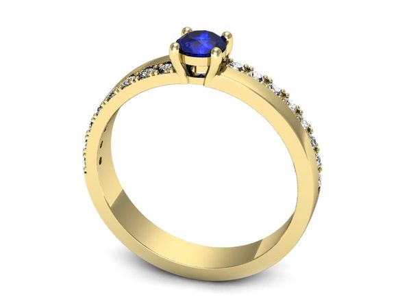 Złoty pierścionek z szafirem i diamentami złoto proba 585 - p16461zszc