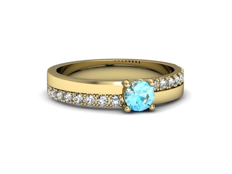 Złoty pierścionek z topazem i brylantami - p16461ztp — zdjęcie 2