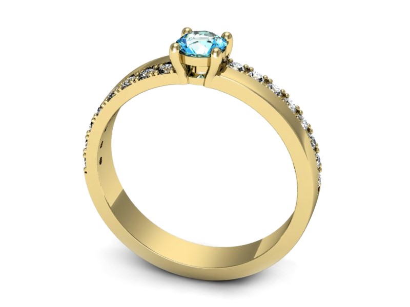 Złoty pierścionek z topazem i brylantami - p16461ztp — zdjęcie 3