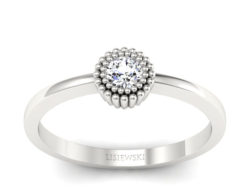 Złoty pierścionek z brylantem białe złoto - p16462b