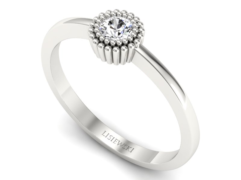 Złoty pierścionek z brylantem białe złoto - p16462b — zdjęcie 3