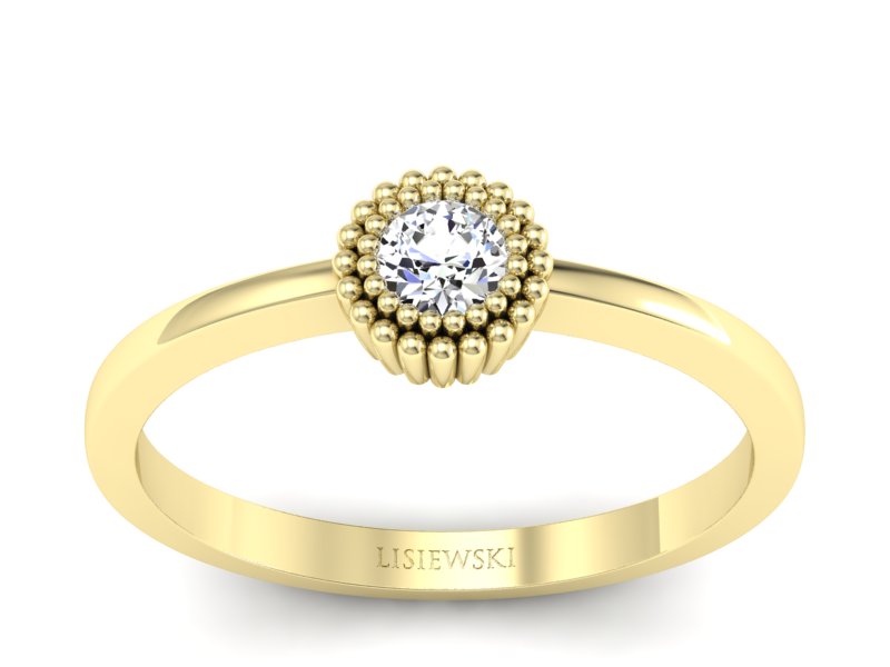 Złoty pierścionek z brylantem żółte złoto - p16462z