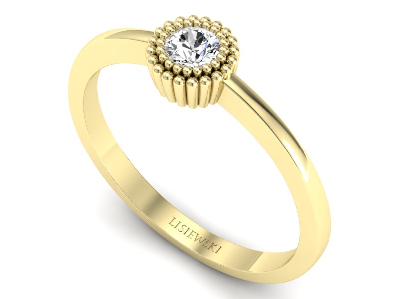 Złoty pierścionek z brylantem żółte złoto - p16462z — zdjęcie 3