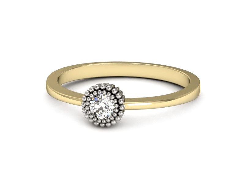 Złoty pierścionek z brylantem żółte i białe złoto - p16462zb — zdjęcie 5