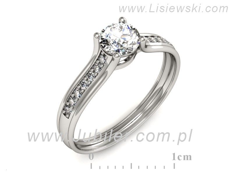 Złoty Pierścionek z brylantami złoto próby 585 białe złoto - p16463bP - 1