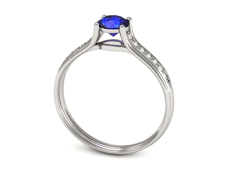 Pierścionek z szafirem i brylantami białe złoto - p16463bszc — zdjęcie 3
