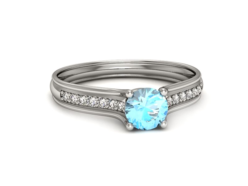 Pierścionek z topazem i brylantami białe złoto - p16463btp — zdjęcie 2