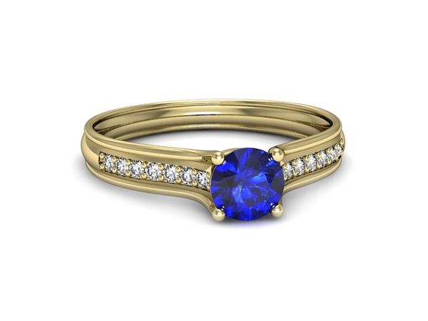 Złoty pierścionek z szafirem i diamentami - p16463zszc