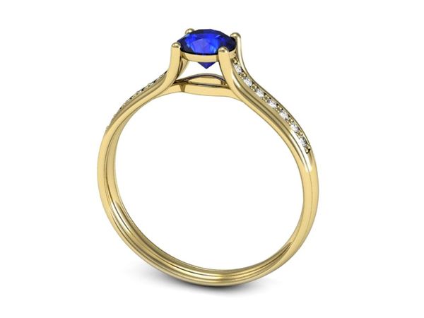 Złoty pierścionek z szafirem i diamentami - p16463zszc